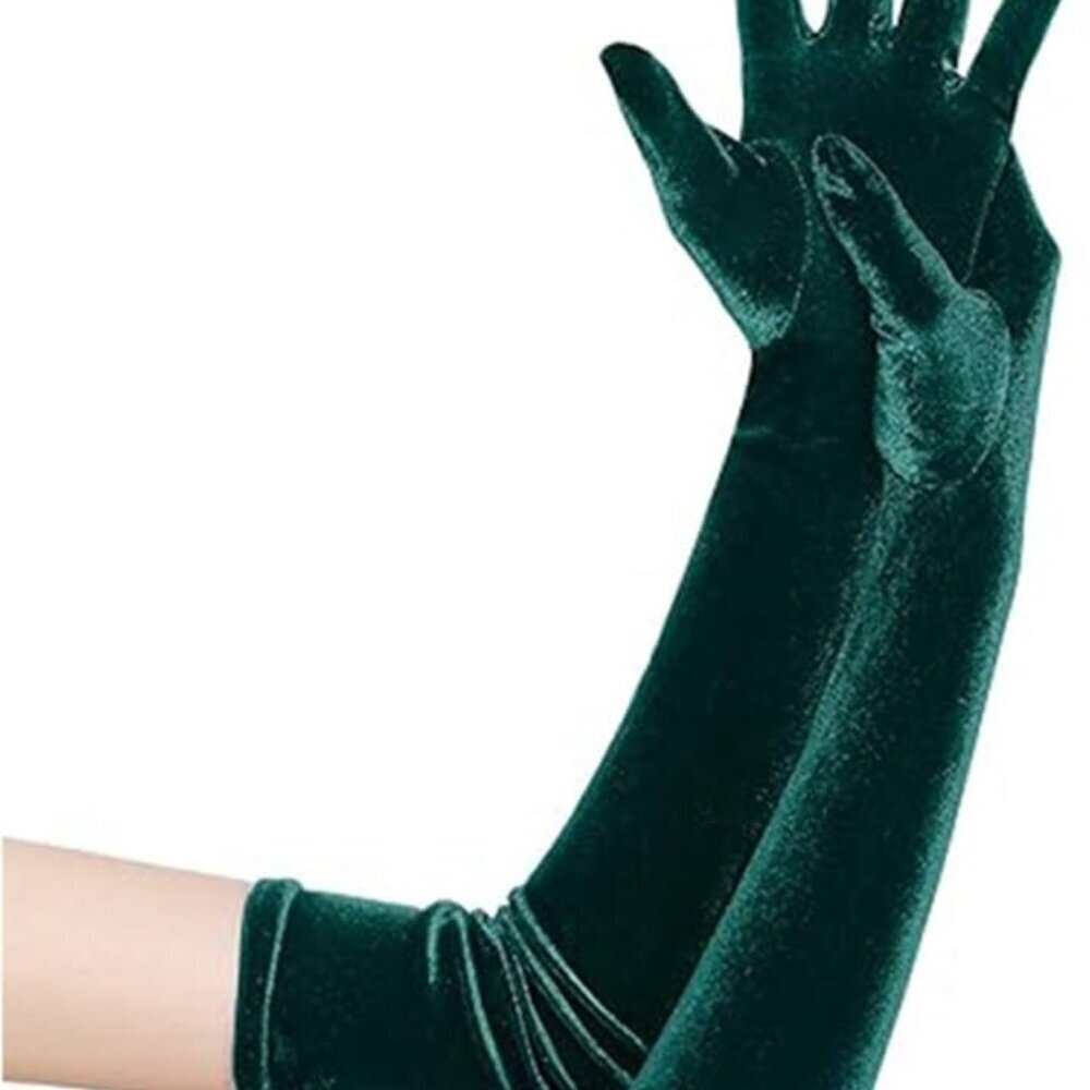 Long Velvet Opera Gloves Women's Elbow Length Elegant Flapper Costume Accessorie - Picture 3 of 6